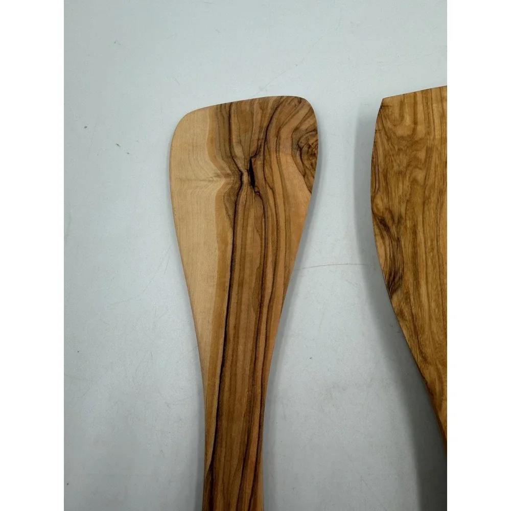 Olive Wood Kitchen Utensil Set of 2 Handcrafted Spoon & Spatula Cooking 12